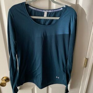 Teal Stripe Underarmour Long Sleeve Running Tshirt Size: L